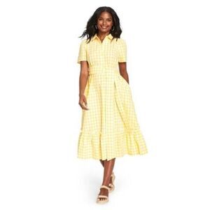 Lisa Marie Fernandez x TARGET Yellow Gingham Midi Dress SMALL